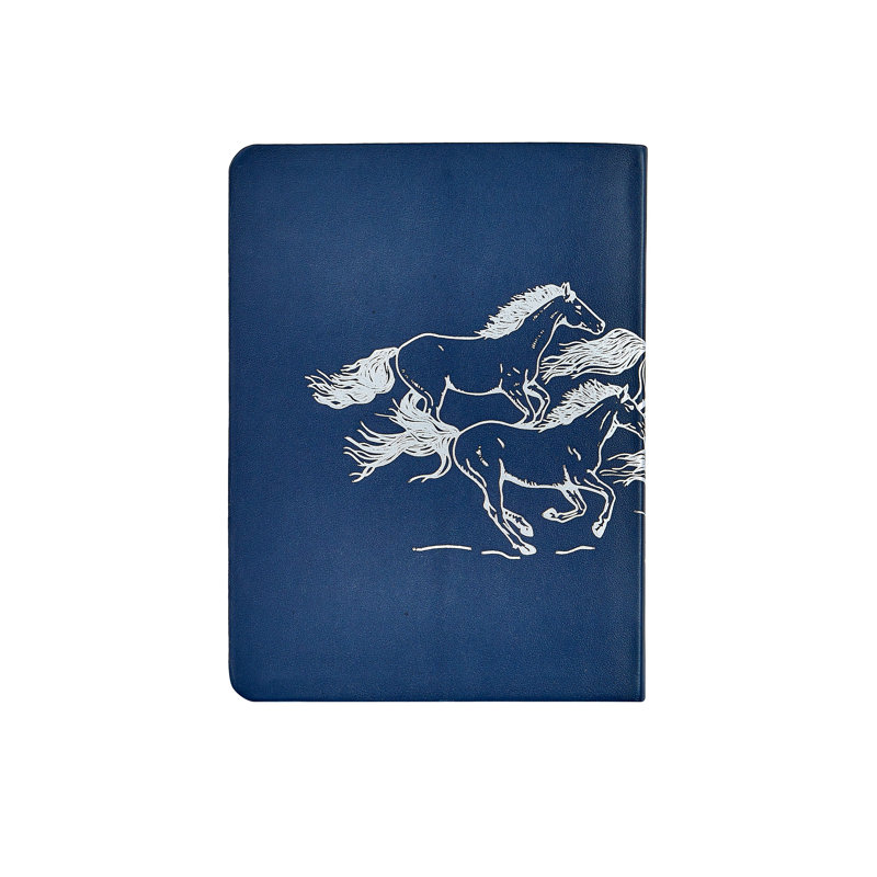 Running Horses Leather Journal, Blue