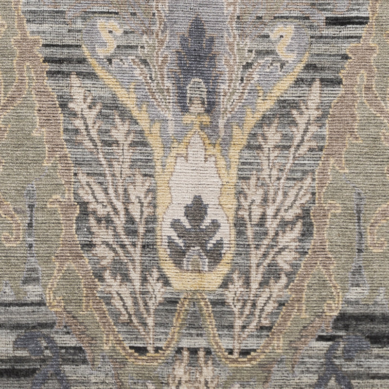 Tapis taupe / gris à motif floral Dcy, Rectangle 8 pi 10 po x 12 pi