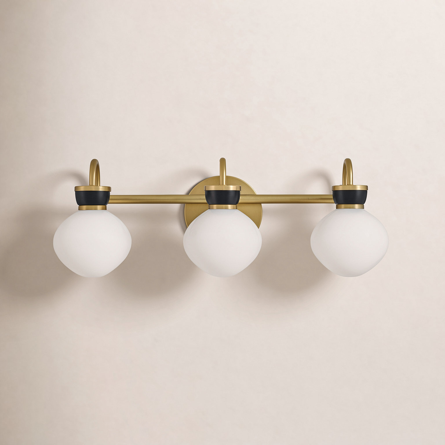 3-Light Opal Glass Bath Sconce, Black/Bronze