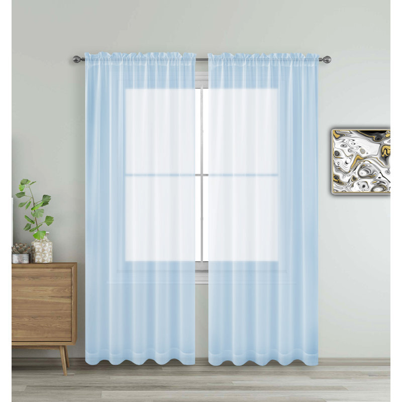 Godbey Sheer Curtain Pair, 57" W x 63" L, Mauve