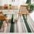 Dhurries Flat Weave Wool/Cotton Striped Rug in Green/Gray-62440678