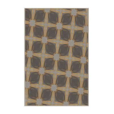 Tapis jaune/brun à motifs