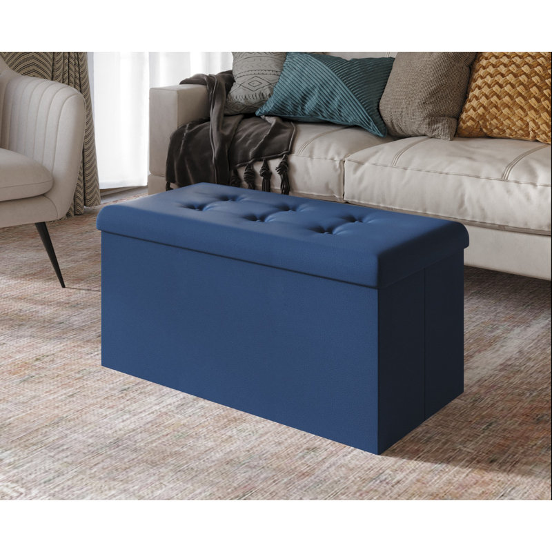 Millett Upholstered Storage Bench, PU Blue