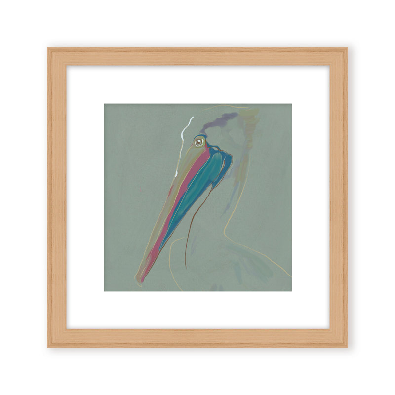 Coastal Retreat Coastal Drift: Pelican, 24" H x 24" W, Framed Matted Print, Gold