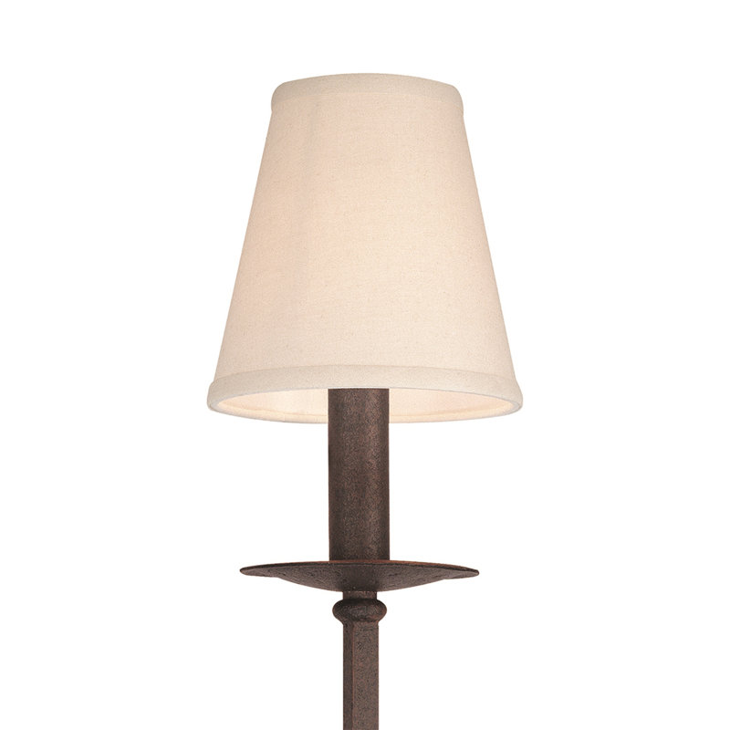 Rustic Gray Iron Dimmable Wall Sconce with Linen Shade