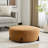 Modish Round Ottoman: Boucle Top With Splayed Rubber Wood Legs, Pumpkin Orange-761866801-761866800