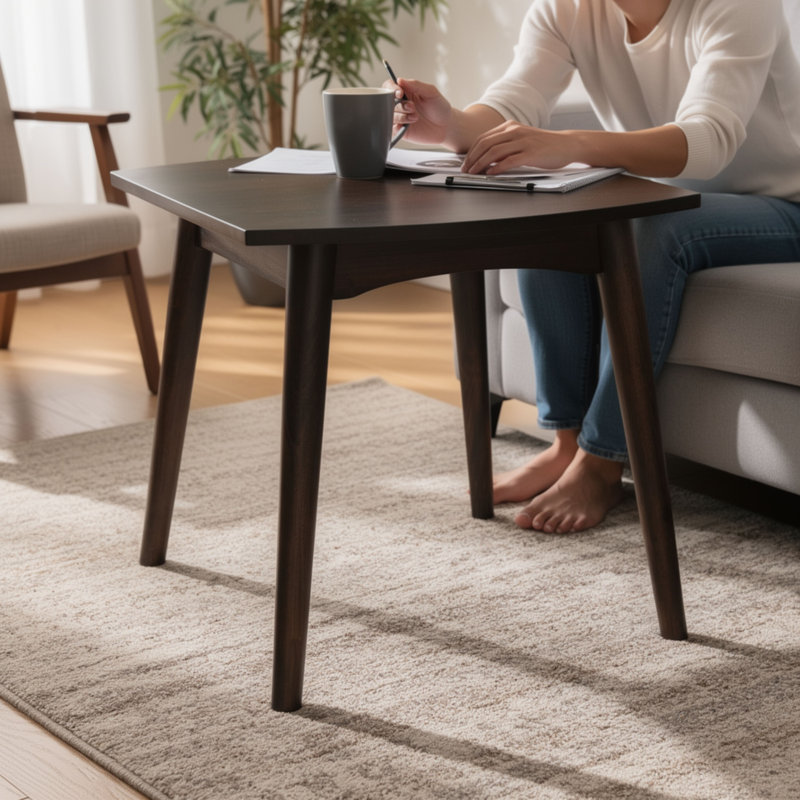 Table de bout Neva, plateau carré de 24 pouces avec pieds en angle, brun foncé
