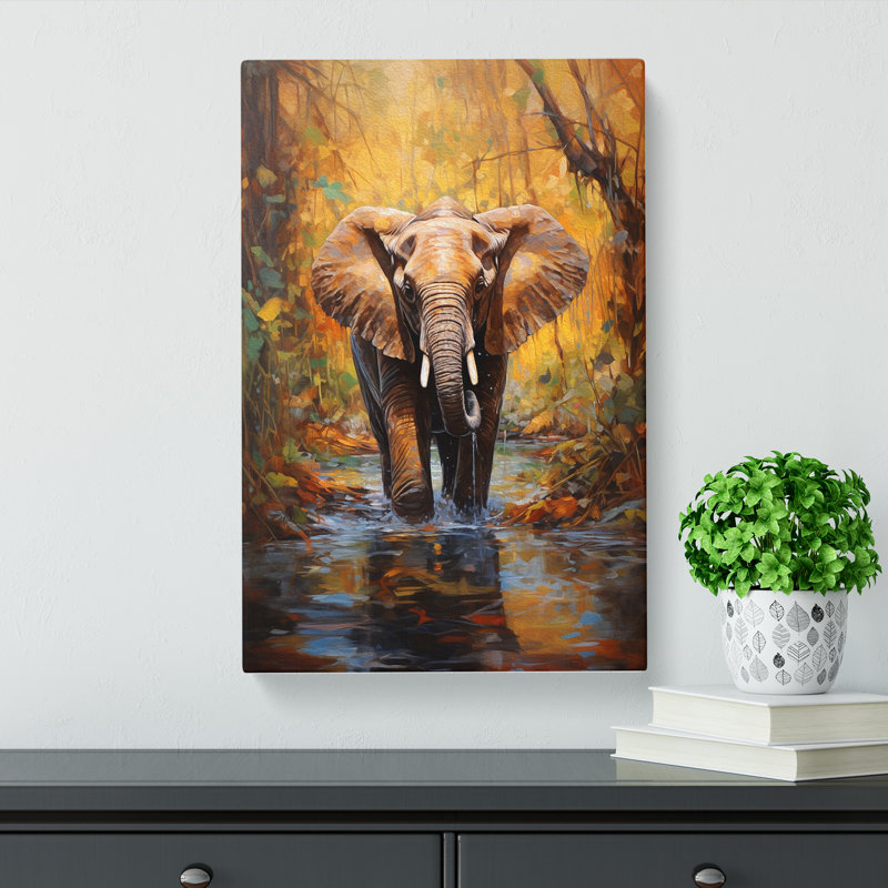 Elephant Impressionism - Wrapped Canvas, 60cm H x 40cm W x 3cm D