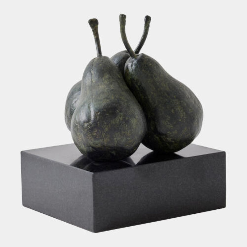 Fruits Pear Trio on Block 9"H x 6"W x 6"D Decorative Sculpture