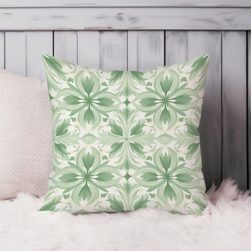 Botanical Green Pattern XV Classic & Traditional, 16" H x 16" W
