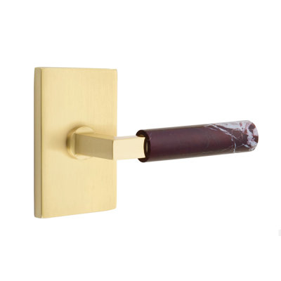 Mortaise d'intérieur Select Passage avec rosette rectangulaire moderne et L-Sq. Tige, levier Rosso Levanto