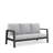 75" All-Weather Aluminum 3-seat Patio Sofa with Thick Light Gray Cushions & Black Frame