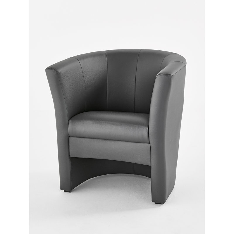 Bumber Faux Leather Barrel Chair, Grey