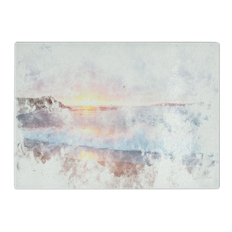 Tempered Glass Pacific Coast Sunset Chopping Board, 28.5 cm x 39 cm