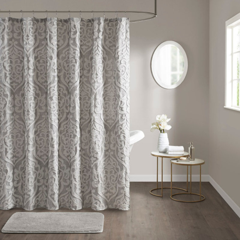 Jacquard Shower Curtain, Silver