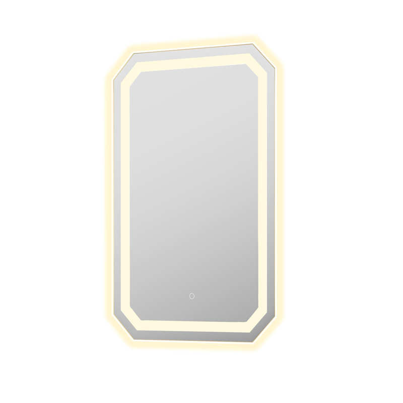 Jacquees Octogan Frameless Modern LED Bathroom Vanity Mirror, 36" x 24"
