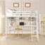 Lit mezzanine avec tablettes de rangement, bureau et échelle