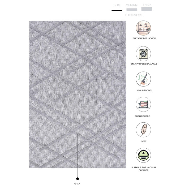 Stoiko Striped Indoor Rug, Rectangle 4' x 5'11"