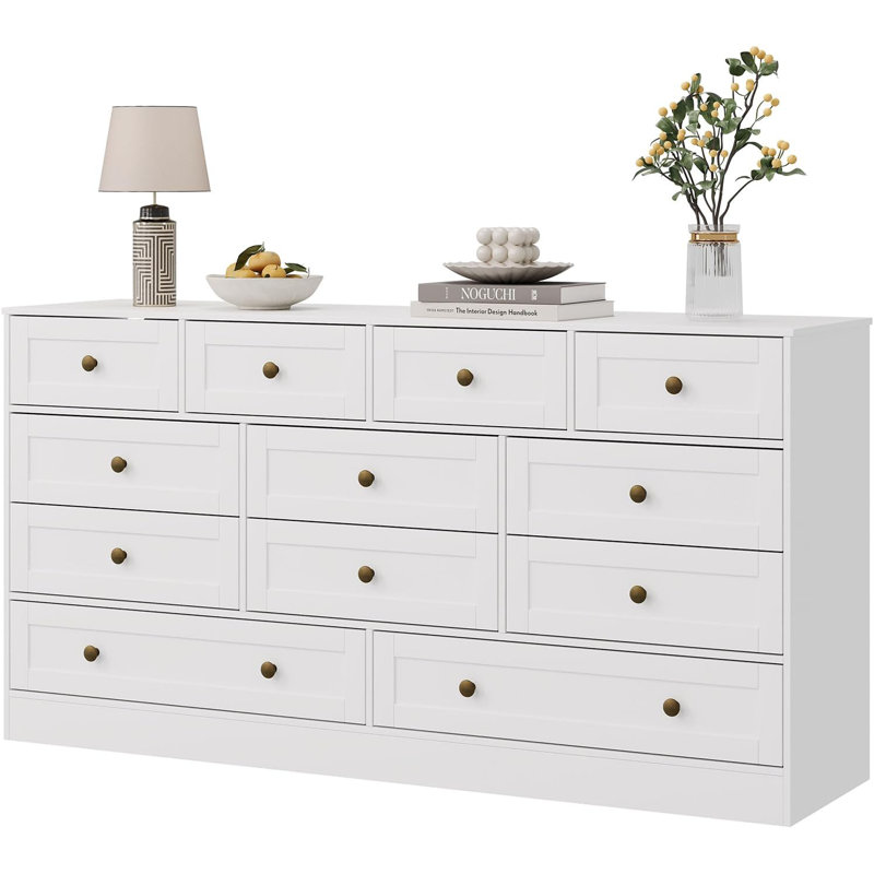 154.9 cm W Chest of 12 Drawers, White