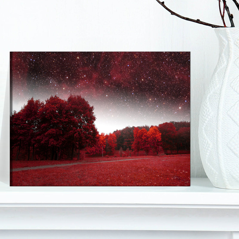 Mystical Red Spring Night - impression sur toile tendue, H 8 po x l 12 po x p 1 po