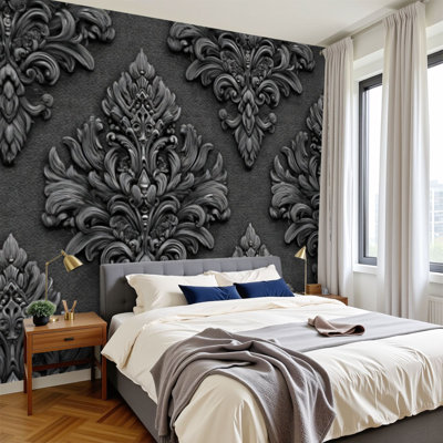 Peel and Stick Wallpaper Elegant Baroque Gothic Victorian Wall Murals 100"H x 144"W Removable PVC Wall Paper Self-Adhesive Wall Decor for Bedroom Living Room Home Office