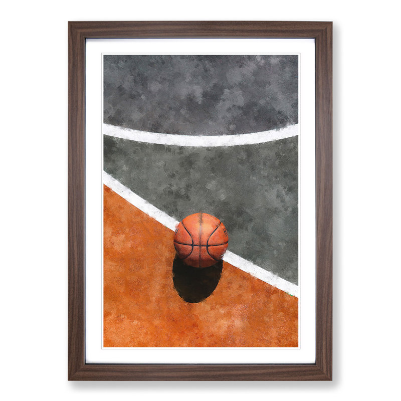 Basketball Court - Picture Frame Painting, Walnut Framed, 65cm H x 48cm W x 2cm D