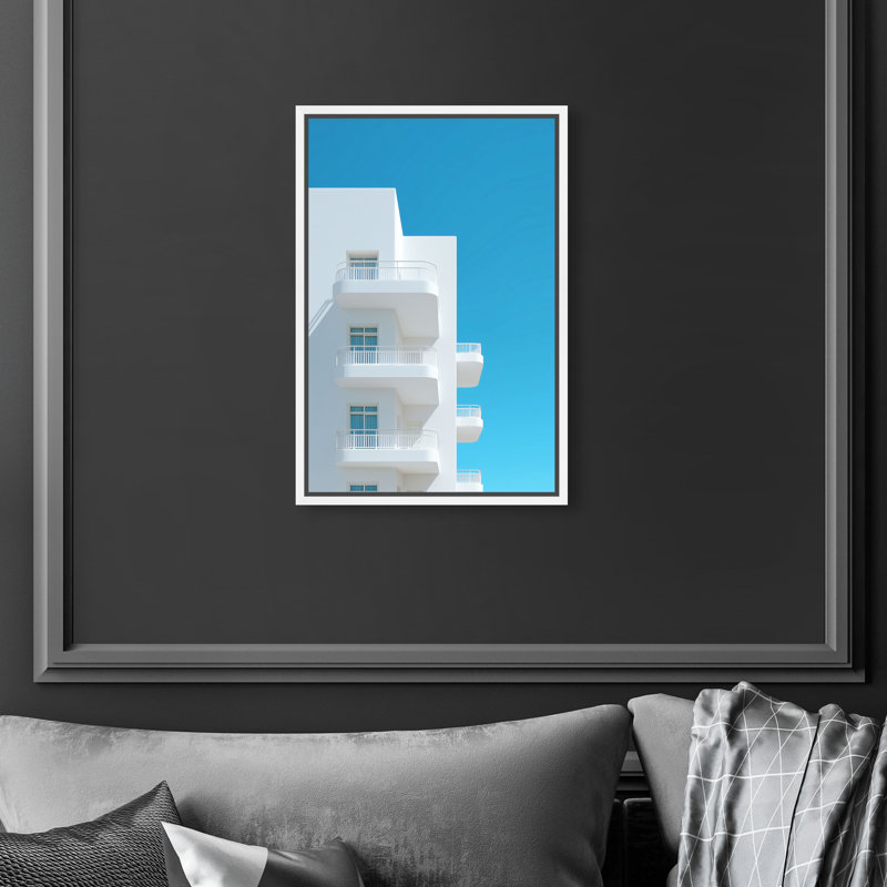 Modular White II Print by Oliver Gal, 11"H x 16"W, White Floater Frame