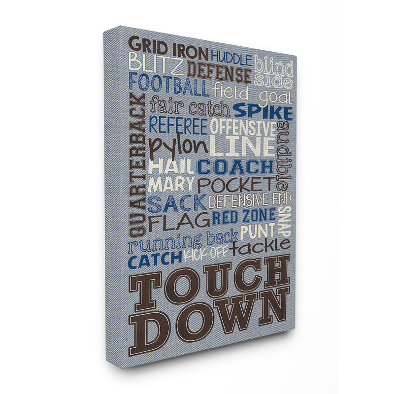 «Gupton Football», art textuel sur toile, H 30 po x l 24 po x P 1,5 po