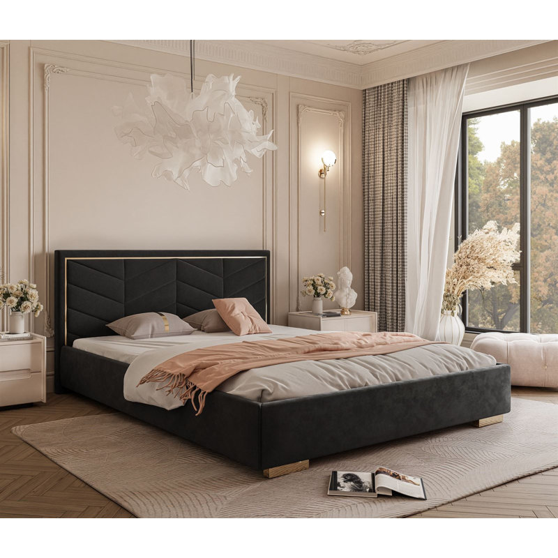 Upholstered Ottoman Storage Bed, Kingsize (5'), Black