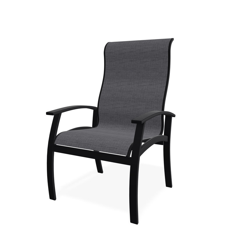 Belle Isle Outdoor Dining Armchair, Augustine Pewter, Black