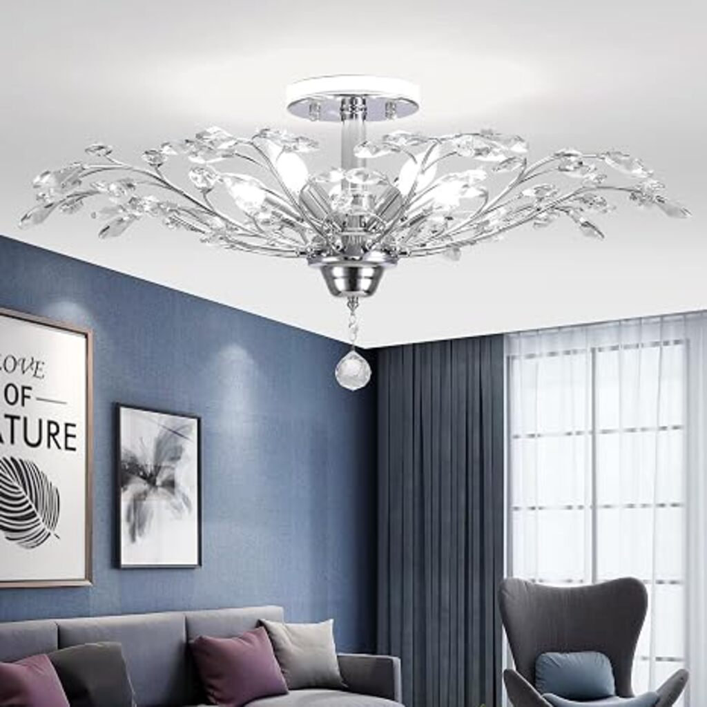 Crystal Chandeliers Ceiling Lighting,Pendant Lighting Flush Mounted Fixture