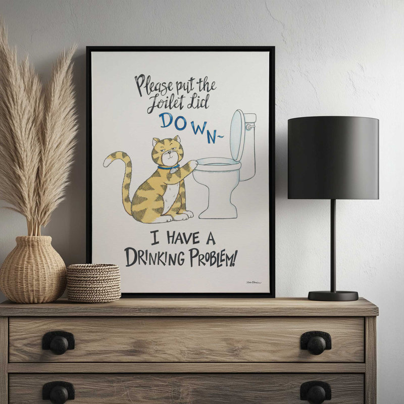 «I Have a Dr potable Problème» par Deb Strain, reproduction d'art, L 24 po x H 32 po, Toile avec cadre, Brun