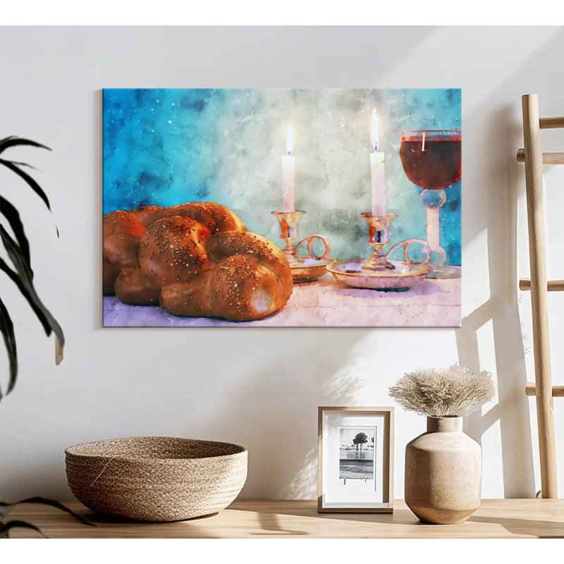 Challah et vin, H 16 po x l 24 po