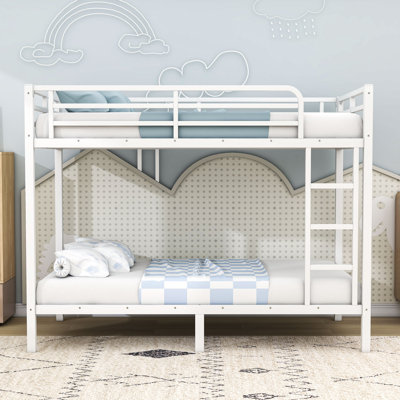 Metal Bunk Bed With Guardrails And Ladder