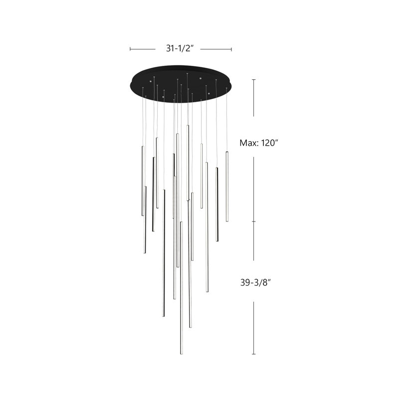 Chute en H 121,63 po x l 31,5 po x P 31,5 po, Noir