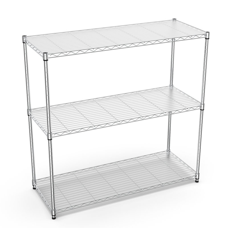 48" H X 48" W X 18" D Height Adjustable Storage 3-tier Wire Shelving Unit, Chrome