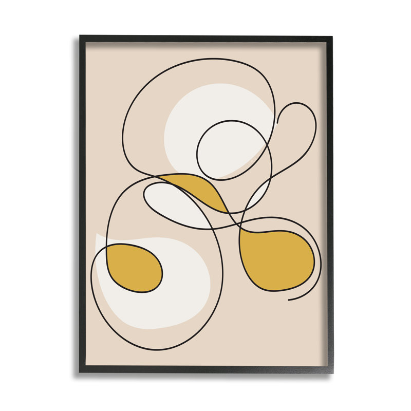 Ba-284 - Doodle encadré avec encadrement jaune sur bois par Lil 'Rue, Giclée encadrée noir minuit