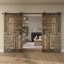 Porte de grange à panneaux et en bois avec quincaillerie d'installation-70255622-70255624