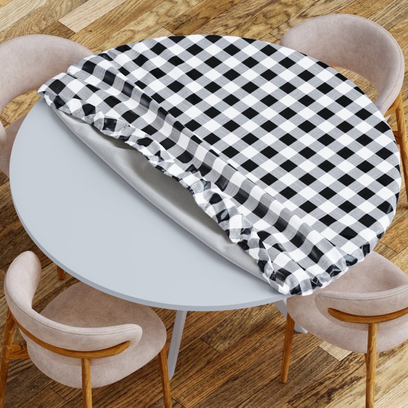 Vinyl Picnic Fited Tableclth Round, 60" L x 60" W, Black