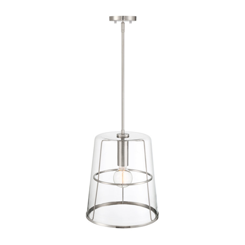 Luminaire suspendu bol 1 lumière, Nickel poli