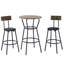 Table de bar ronde antique et tabourets rembourrés, 63 cm de profondeur x 63 cm de largeur, pour tabourets de salon, finition marron rustique, matériaux principaux : métal et bois, pour salle à manger