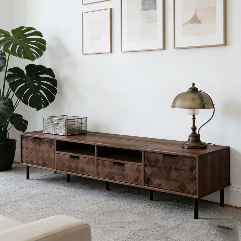 Meuble télé 78 po pour téléviseur de 85 po ou moins, meuble télé avec rangement fermé