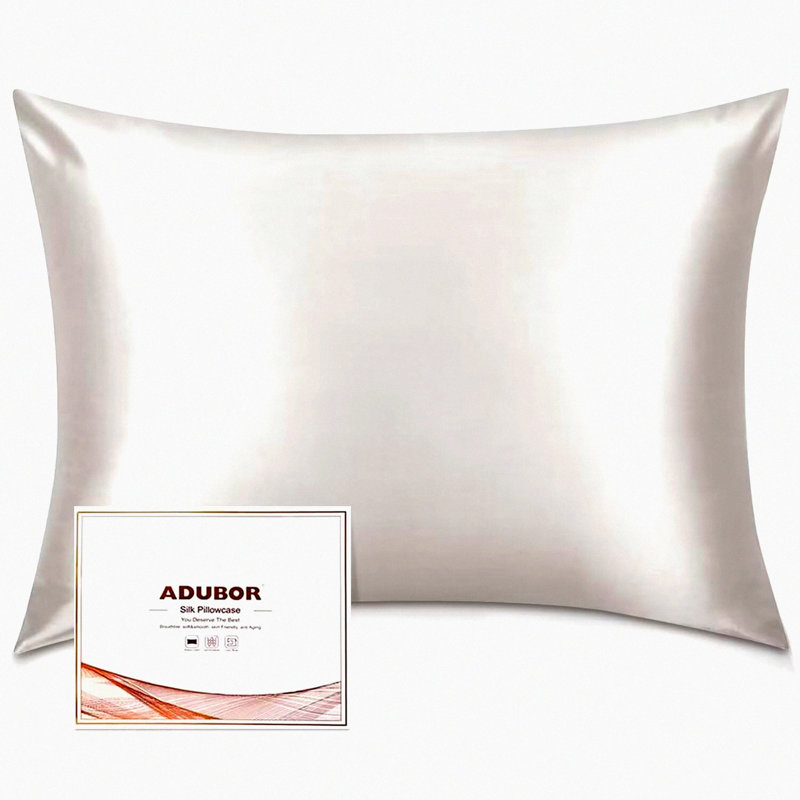 LuxurySilk 23 Momme Mulberry Silk Pillowcase - Hidden Zipper, 900 Thread Count, Hair & Skin Benefits, 20x26inch, Ivory White