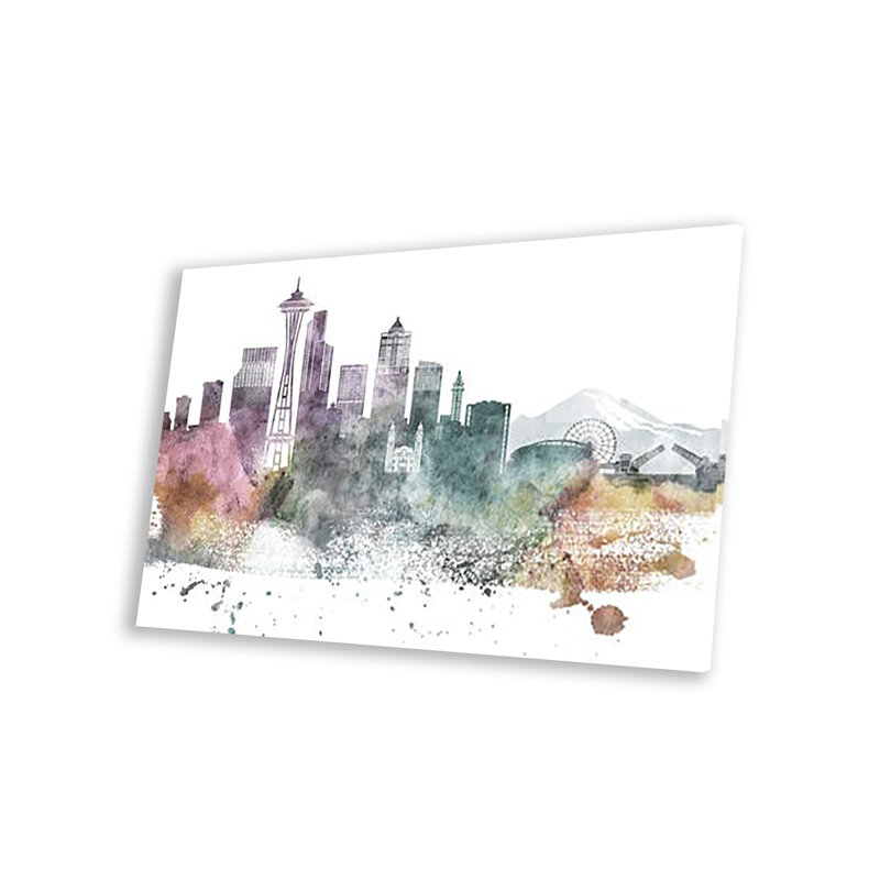 Seattle Skylines pastel, impression sur verre acrylique, H 16 po x l 24 po x P 0,25 po
