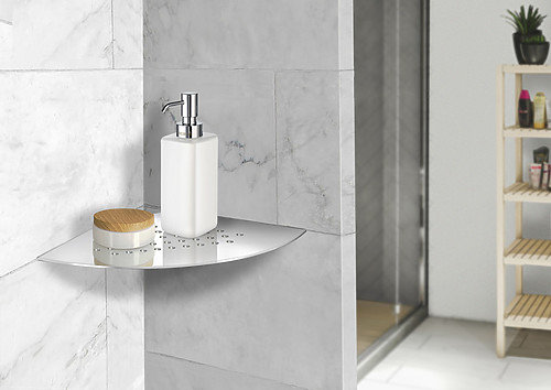 Tablette de coin Grout Line pour douche, Acier inoxydable poli