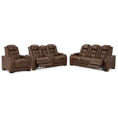 3 Piece Leather Match Reclining Living Room Set -  Signature Design by Ashley, PKG013251