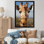 «Blue Giraffe Portrait I», reproduction d'art sur toile