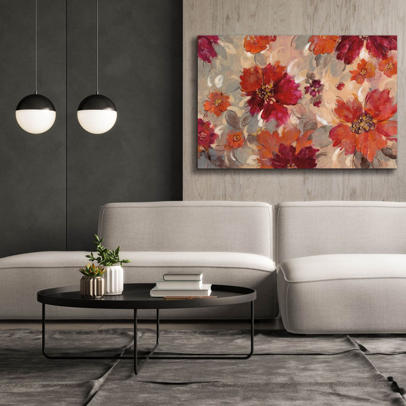 «Epent Graffiti» «Magenta and Coral Floral» par Silvia Vassileva, art mural sur toile, 60 po x 40 po, H 40 po x l 60 po