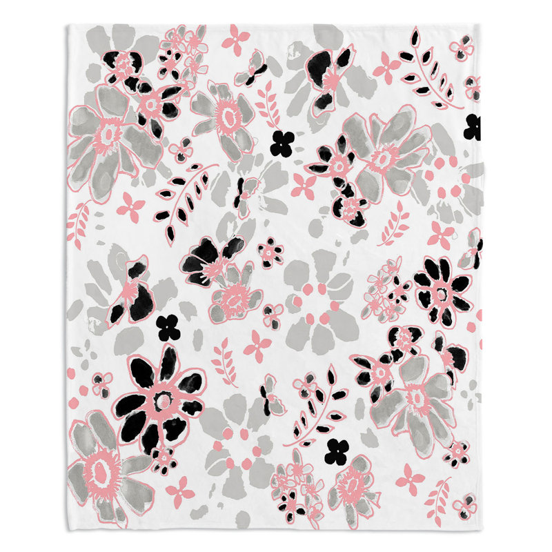 Couverture sherpa gris doux flodoodle rose, l 68 po x L 80 po