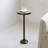 Jilyn Small Pedestal End Table Metal Base Side Table, Drinking Table w/ Scratching Distressed Finish